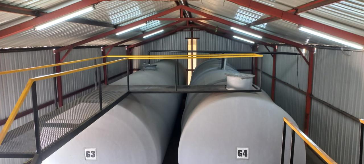 Petrol and diesel storage tanks marked G3 and G4